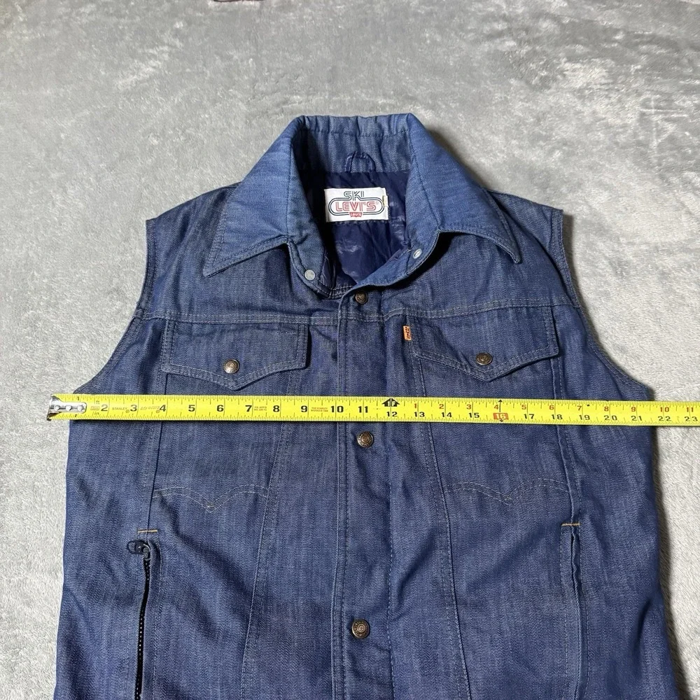 VTG 1970s Ski Levi's‎ Orange Tab Goose Down Denim Vest Sz M Rare Look